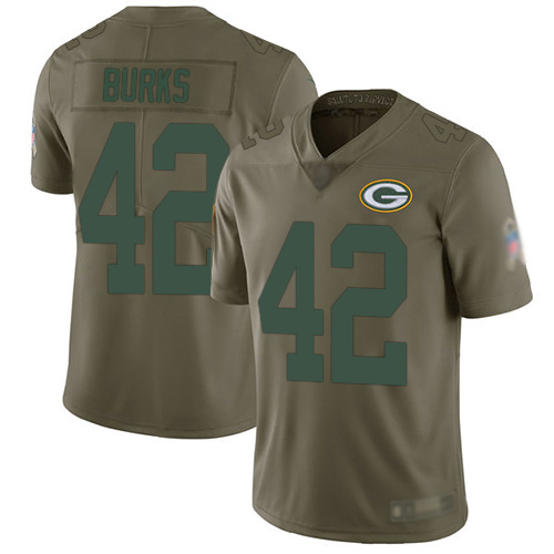 Green Bay Packers Limited Olive Men #42 Burks Oren Jersey Nike NFL 2017 Salute to Service->green bay packers->NFL Jersey